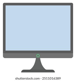 Ilustração plana de monitor de computador com tela em branco isolada no plano de fundo branco.
