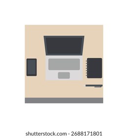 flat illustration of computer with notebook