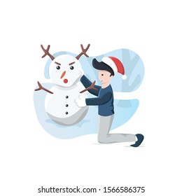 flat illustration concept, boy, Christmas, suitable for landingpage, ui/ux, eps 10