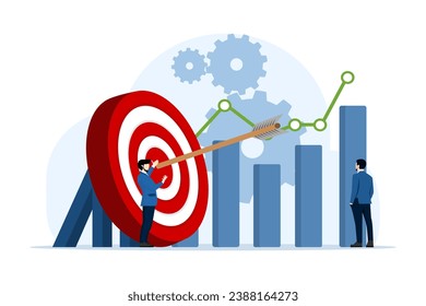 Flaches Illustrationskonzept der Geschäftsleistungsdatenanalyse, Suchmaschinenoptimierung, Marktforschungsdiagramm, Datenanalyse, Finanzbericht, Geschäftsstrategie, Finanzprognose