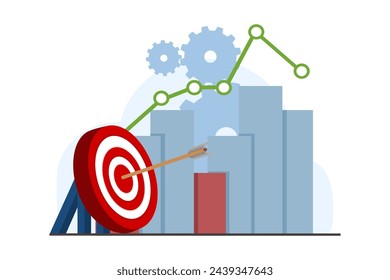 Flat illustration concept of business performance data analysis, search engine optimization, market research graph, Data Analysis, financial report, business strategy. flat vector illustration.