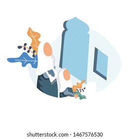 flat Illustration concept,eid mubarak, suitable for landing page, poster, Eps10