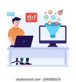 A flat illustration of conversion marketing 