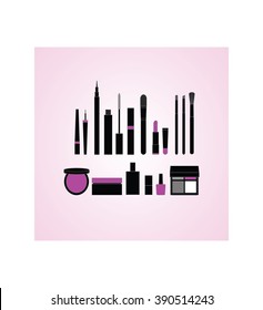 Flat illustration of cosmetic elements   Make up vector details.