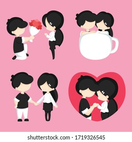 Flat illustration couple character romantic valentine