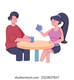 Flat illustration of couple date 