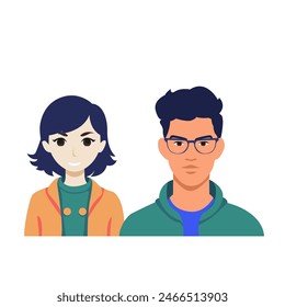 flat illustration, couple of girl and boy and girl and girl