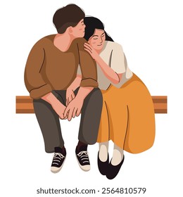 Flat illustration couple isolated on white background. People giving and sharing love in valentine day. Concept of valentine day, assistance, care. Men and women hug, carry, kiss.