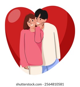 Flat illustration couple isolated on white background. People giving and sharing love in valentine day. Concept of valentine day, assistance, care. Men and women hug, carry, kiss.