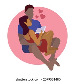 Flat illustration of a couple romantically sitting together.