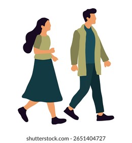 Ilustración plana de pareja caminando juntos