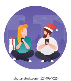 Flat illustration of couples flat icon design
