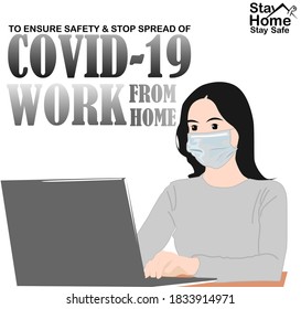 Flat Illustration Covid-19 Work from Home