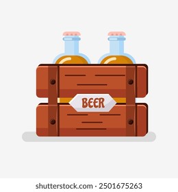 Ilustración plana de un carro de cerveza, botella de cerveza