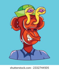 A flat illustration of creepy monkey 