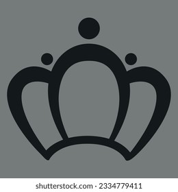 Flat illustration of the crown. Black vector on gray background