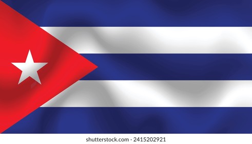 Flat Illustration of Cuba national flag. Cuba national flag design. Cuba waves flag.
