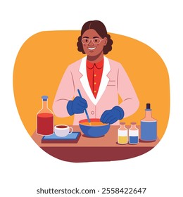 A flat illustration of a culinary scientist 

