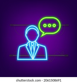 Flat illustration with customer service. 3d vector illustration. Customer support service. Neon icon