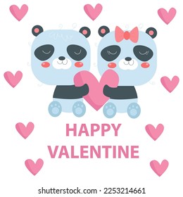Flat illustration of Cute Animals Valentine suitable for kid design