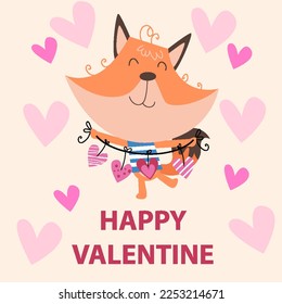 Flat illustration of Cute Animals Valentine suitable for kid design