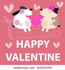 Flat illustration of Cute Animals Valentine suitable for kid design