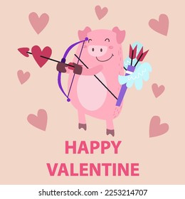 Flat illustration of Cute Animals Valentine suitable for kid design