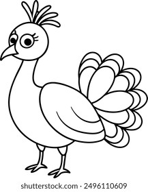 Flat illustration of a cute beautiful peacock