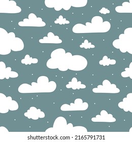 Flat illustration. Cute Cloud Seamless Pattern Vector background.
