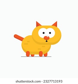 Flat illustration of cute orange cat standing.