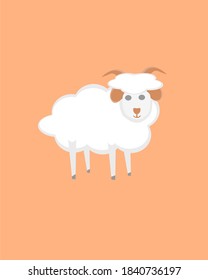 Ilustración plana de ovejas cortas aisladas con fondo de color plano