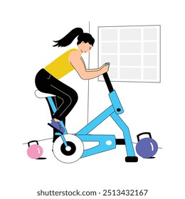 Flat illustration of cycling exercise in modern style