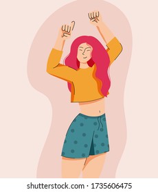 flat illustration of a dancing girl