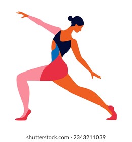 Flat illustration of a dancing woman without a face.