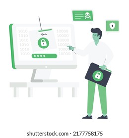 Flat illustration of data hacking is handy and scalable 