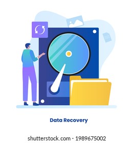 Flat illustration of data recovery concept. illustrations for websites, landing pages, mobile applications, posters and banners.