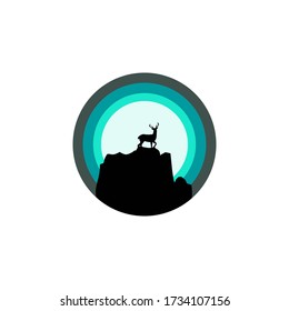 ilustración plana de la montaña de escalada de ciervos 