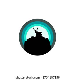 flat illustration of deer climb mountain 