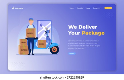 Flat illustration of delivery service on landing page concept