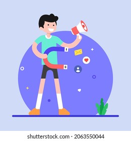 A flat illustration is demonstrating customers' attraction 