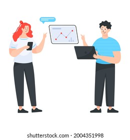 Flat illustration demonstrating working together design