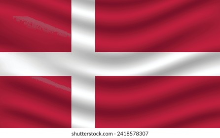 Flat Illustration of Denmark flag. Denmark national flag design. Denmark Wave flag.
