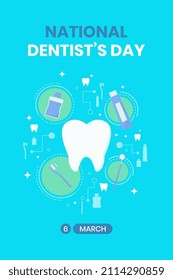 flat illustration of dentists day. suitable for poster.