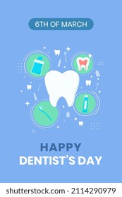 flat illustration of dentists day. suitable for poster.