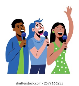 A flat illustration depicting backing vocalists