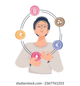 Flat illustration depicting crypto manager 