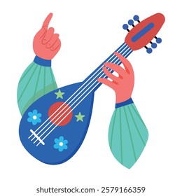 A flat illustration depicting lute music