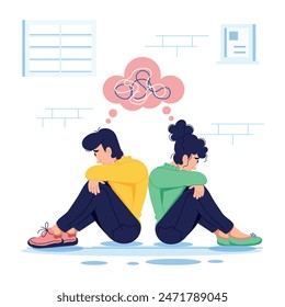 Here’s a flat illustration depicting relationship crisis 