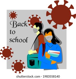ilustración plana que representa esta vez, de vuelta a la escuela