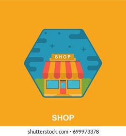 Flat Illustration Design of a Cafe Shop 